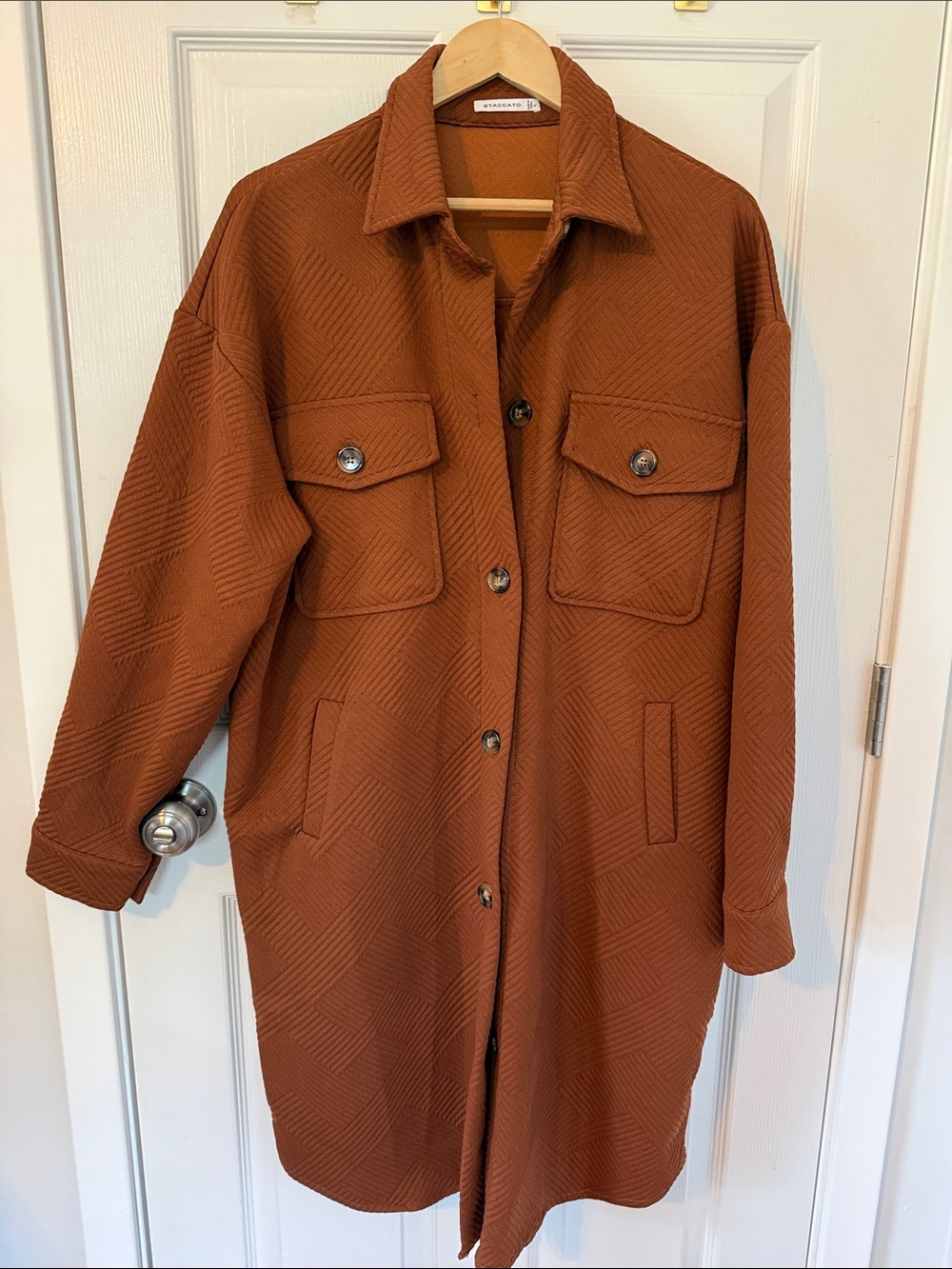 Rust Brown Textured Trench Coat